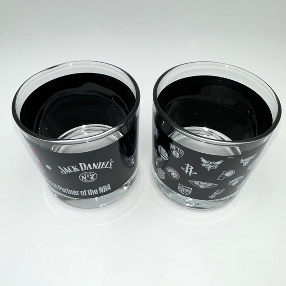 Jack Daniels NBA Old No 7 Official Partner Whiskey Glasses Set Of 2 Barware - Picture 7 of 12